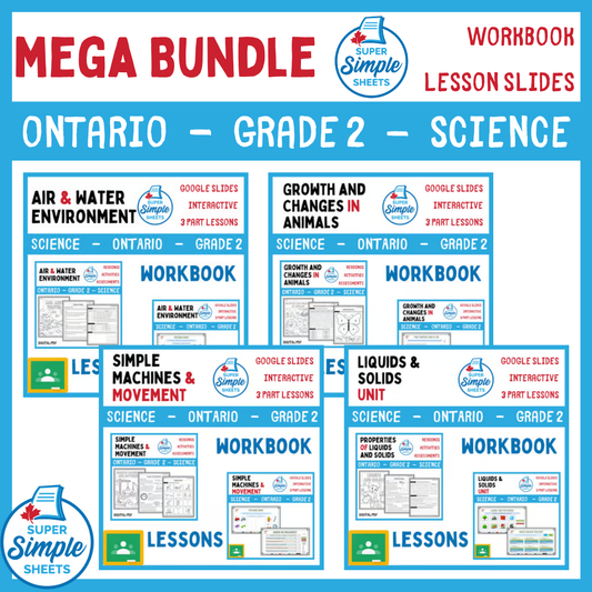 Grade 2 - Ontario Science - Lessons/Workbook Mega Bundle