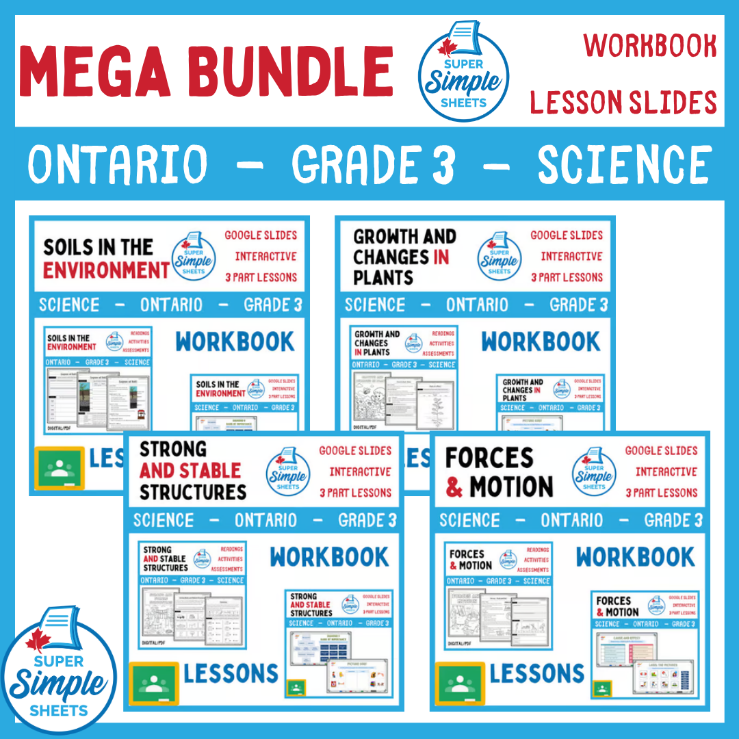 Grade 3 - Ontario Science - Lessons/Workbook Mega Bundle
