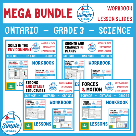 Grade 3 - Ontario Science - Lessons/Workbook Mega Bundle