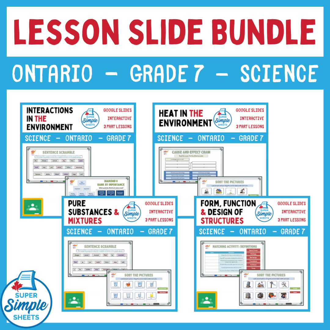 Grade 7 - Ontario Science - Google Lesson Slide Bundle