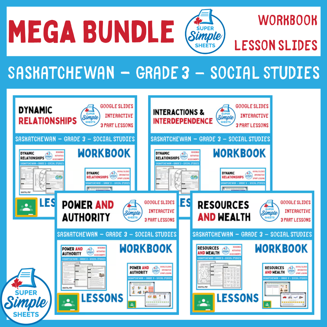 Grade 3 - Saskatchewan Social Studies - Lessons/Workbook Mega Bundle