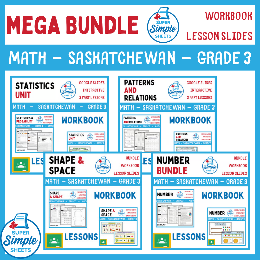 Grade 3 - Saskatchewan Math - Lessons/Workbook Mega Bundle