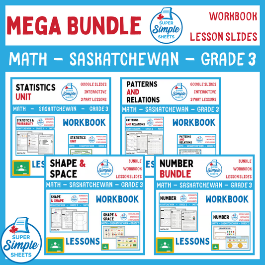 Grade 3 - Saskatchewan Math - Lessons/Workbook Mega Bundle