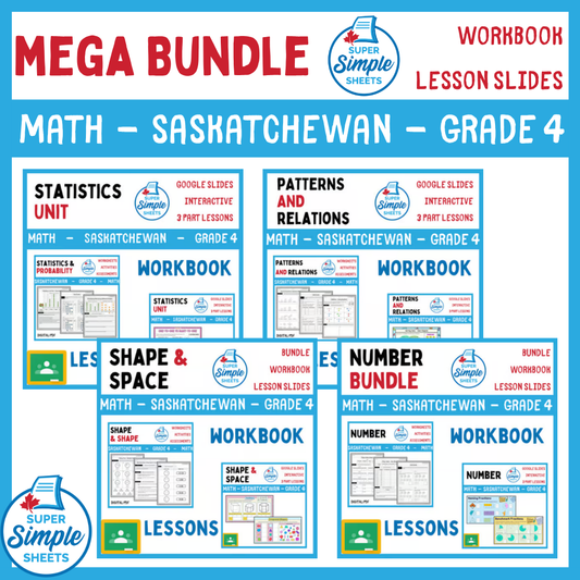 Grade 4 - Saskatchewan Math - Lessons/Workbook Mega Bundle