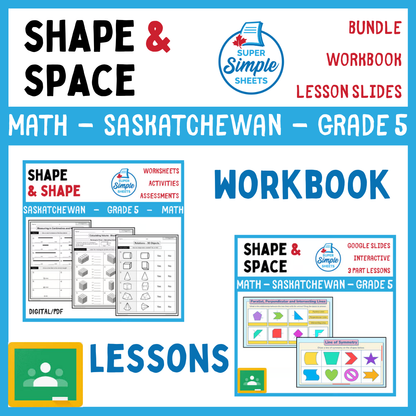 Grade 5 - Shape and Space Unit - Saskatchewan Math - Lesson/Workbook Bundle