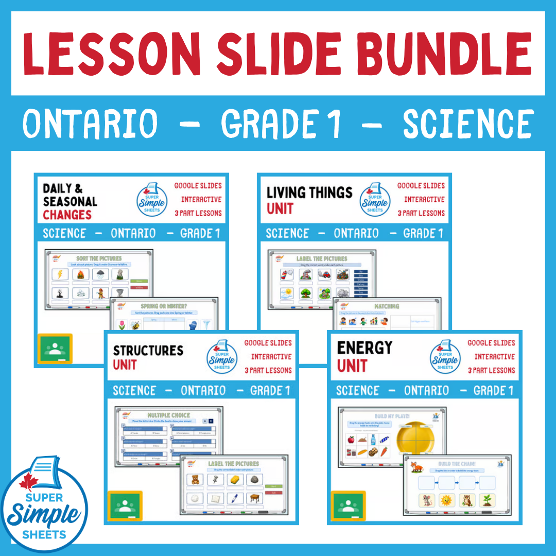 Grade 1 - Ontario Science - Google Lesson Slide Bundle