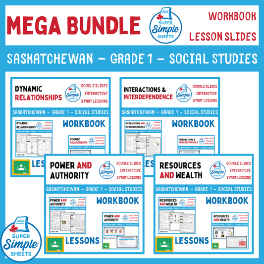 Grade 1 - Saskatchewan Social Studies - Lessons/Workbook Mega Bundle