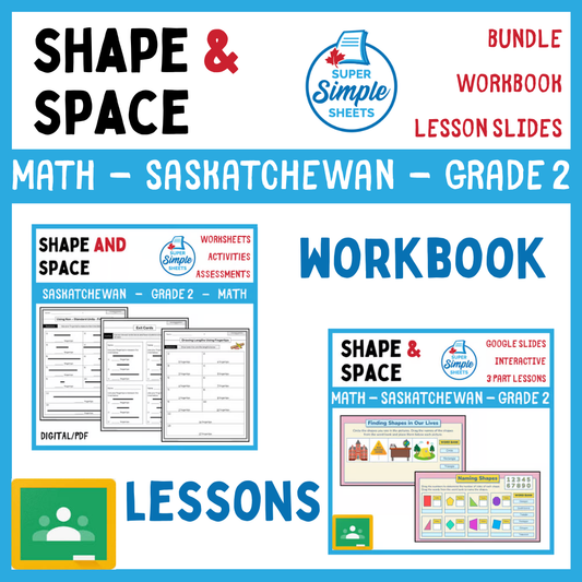 Grade 2 - Shape and Space Unit - Saskatchewan Math - Lesson/Workbook Bundle