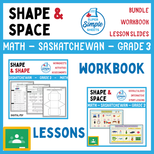 Grade 3 - Shape and Space Unit - Saskatchewan Math - Lesson/Workbook Bundle