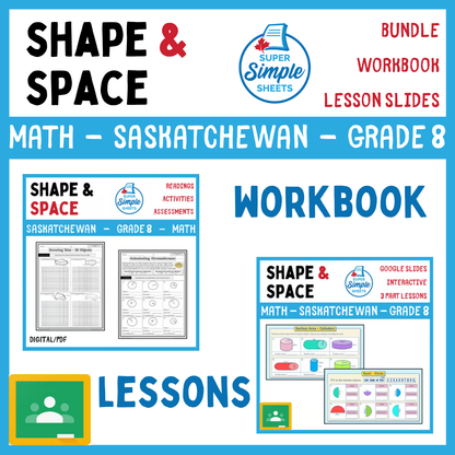 Grade 8 - Shape and Space Unit - Saskatchewan Math - Lesson/Workbook Bundle