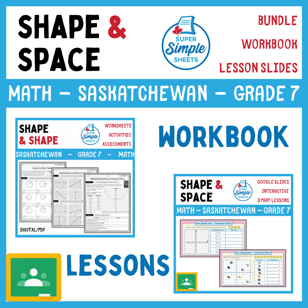 Grade 7 - Shape and Space Unit - Saskatchewan Math - Lesson/Workbook Bundle