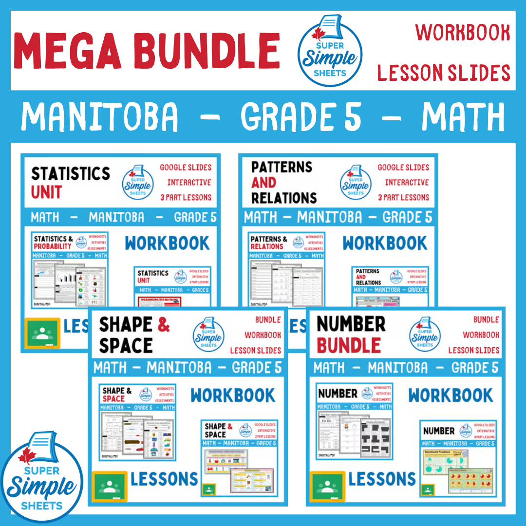 Grade 5 - Manitoba Math - Lessons/Workbook Mega Bundle
