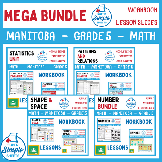 Grade 5 - Manitoba Math - Lessons/Workbook Mega Bundle