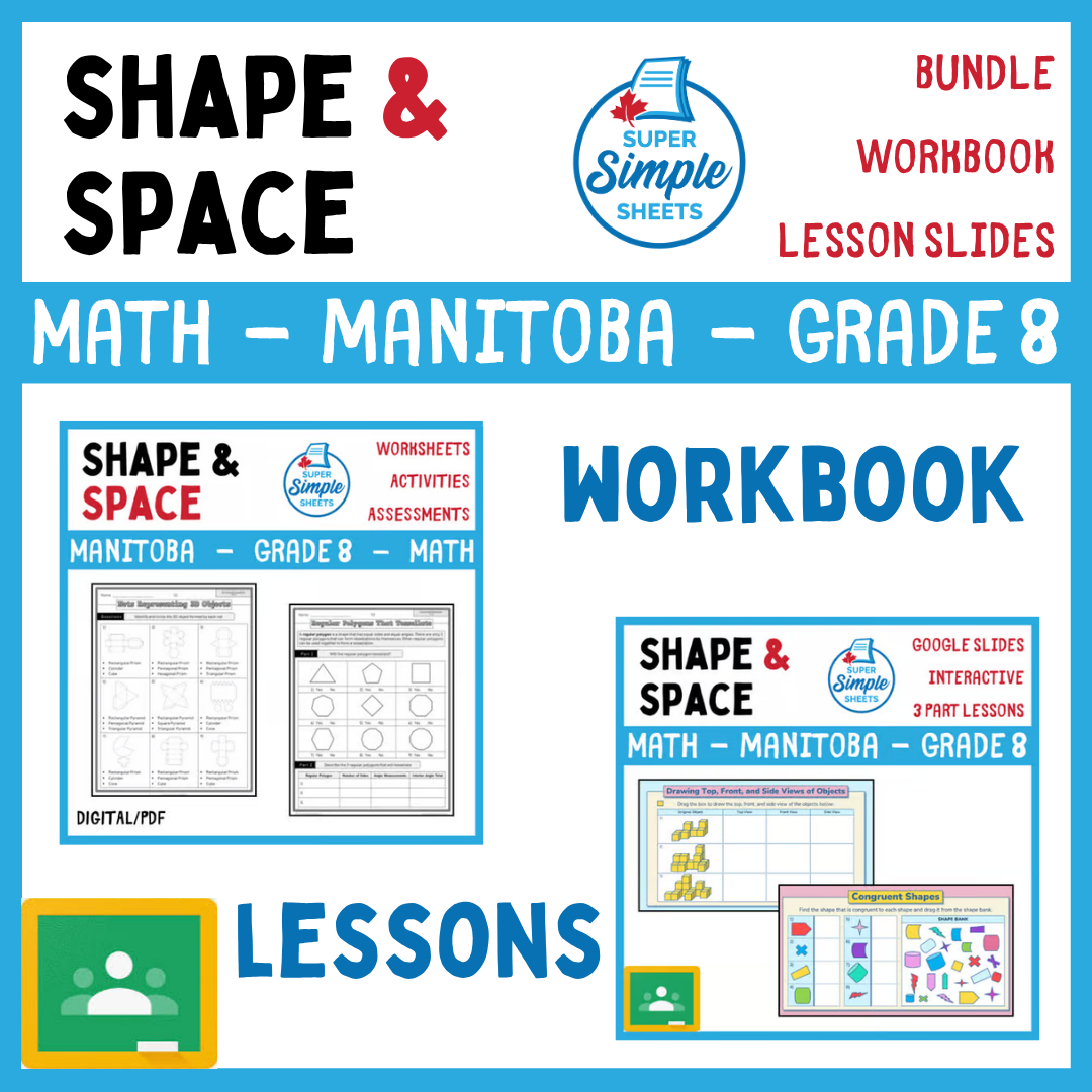 Grade 8 - Shape and Space Unit - Manitoba Math - Lesson/Workbook Bundle