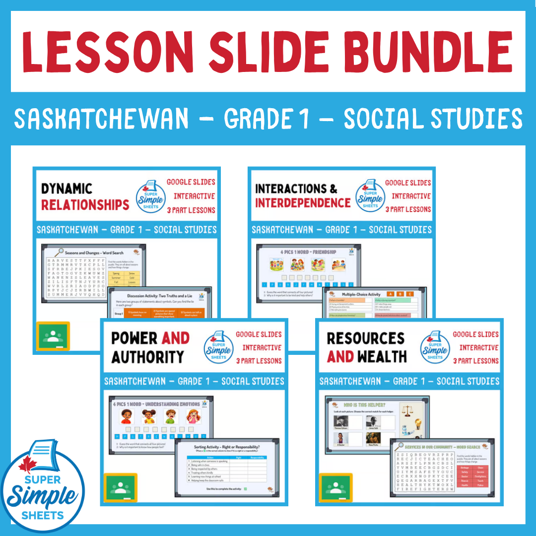 Grade 1 - Saskatchewan Social Studies - Google Lesson Slide Bundle