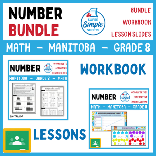 Grade 8 - Number Unit - Manitoba Math - Lesson/Workbook Bundle