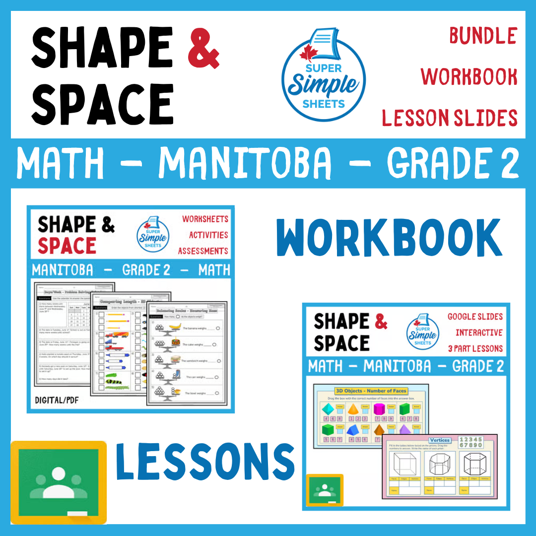 Grade 2 - Shape and Space Unit - Manitoba Math - Lesson/Workbook Bundle