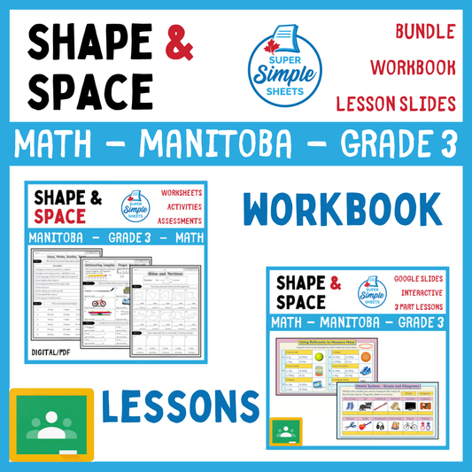 Grade 3 - Shape and Space Unit - Manitoba Math - Lesson/Workbook Bundle