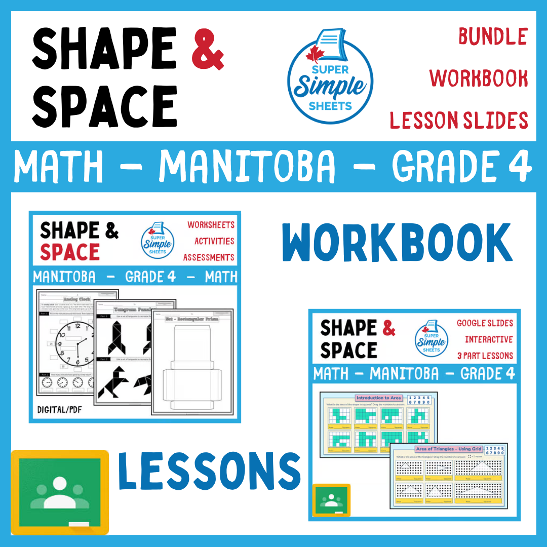 Grade 4 - Shape and Space Unit - Manitoba Math - Lesson/Workbook Bundle