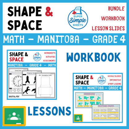 Grade 4 - Shape and Space Unit - Manitoba Math - Lesson/Workbook Bundle