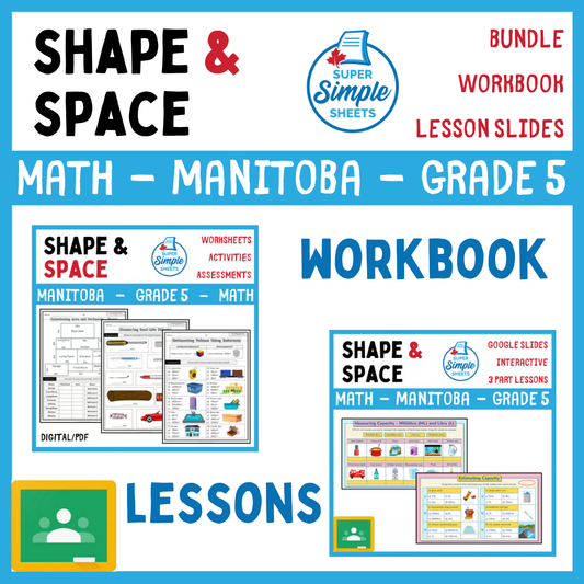 Grade 5 - Shape and Space Unit - Manitoba Math - Lesson/Workbook Bundle