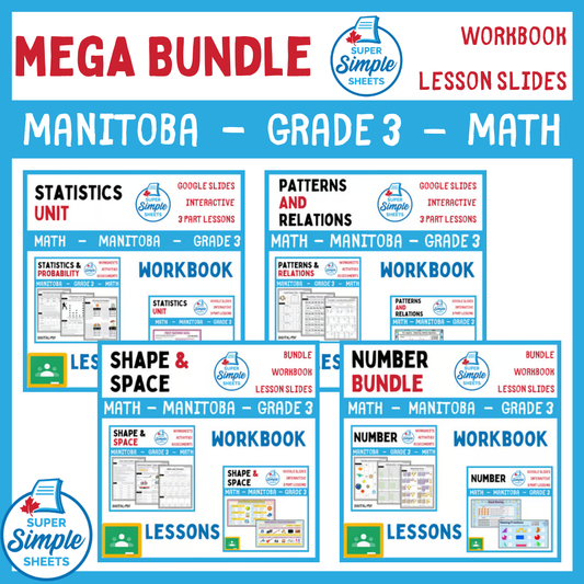Grade 3 - Manitoba Math - Lessons/Workbook Mega Bundle