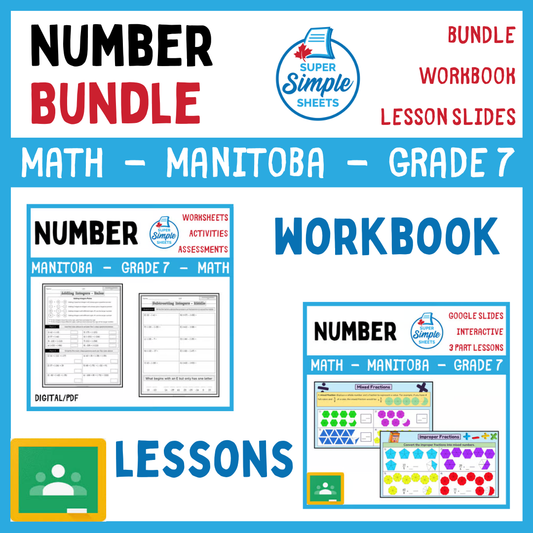 Grade 7 - Number Unit - Manitoba Math - Lesson/Workbook Bundle