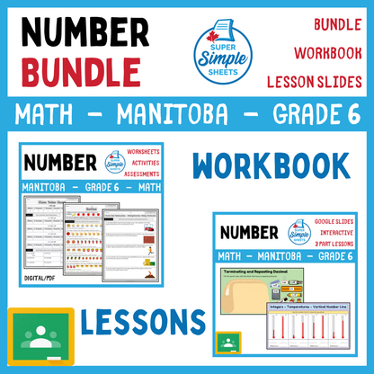 Grade 6 - Number Unit - Manitoba Math - Lesson/Workbook Bundle