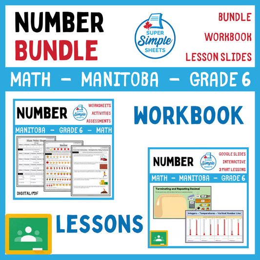 Grade 6 - Number Unit - Manitoba Math - Lesson/Workbook Bundle
