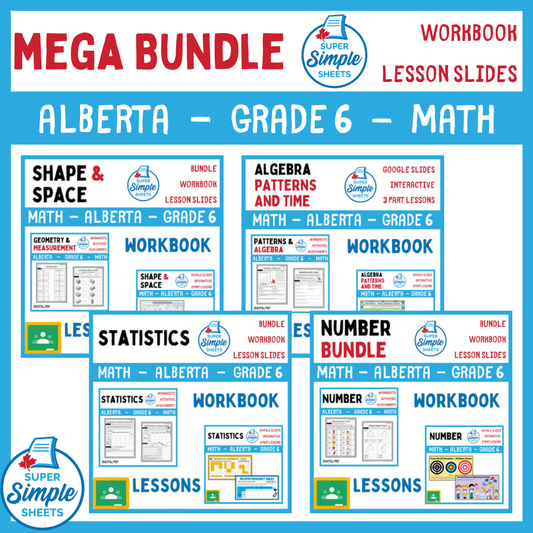 Grade 6 - Alberta Math - Lessons/Workbook Mega Bundle