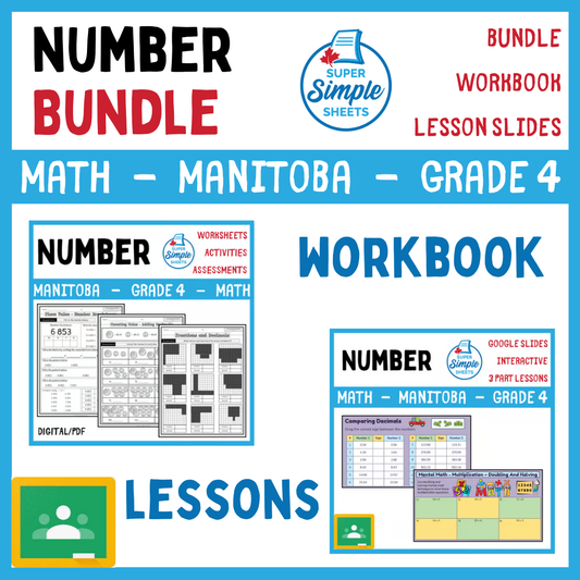 Grade 4 - Number Unit - Manitoba Math - Lesson/Workbook Bundle