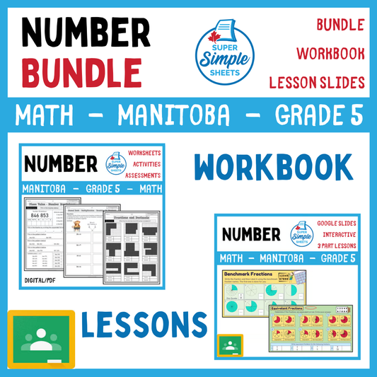 Grade 5 - Number Unit - Manitoba Math - Lesson/Workbook Bundle