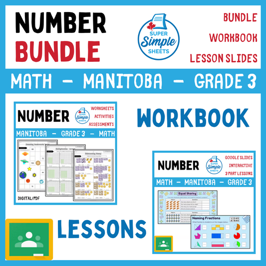 Grade 3 - Number Unit - Manitoba Math - Lesson/Workbook Bundle