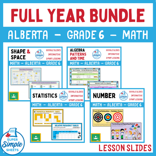 Grade 6 - Alberta Math - Google Lesson Slides - Full Year Bundle