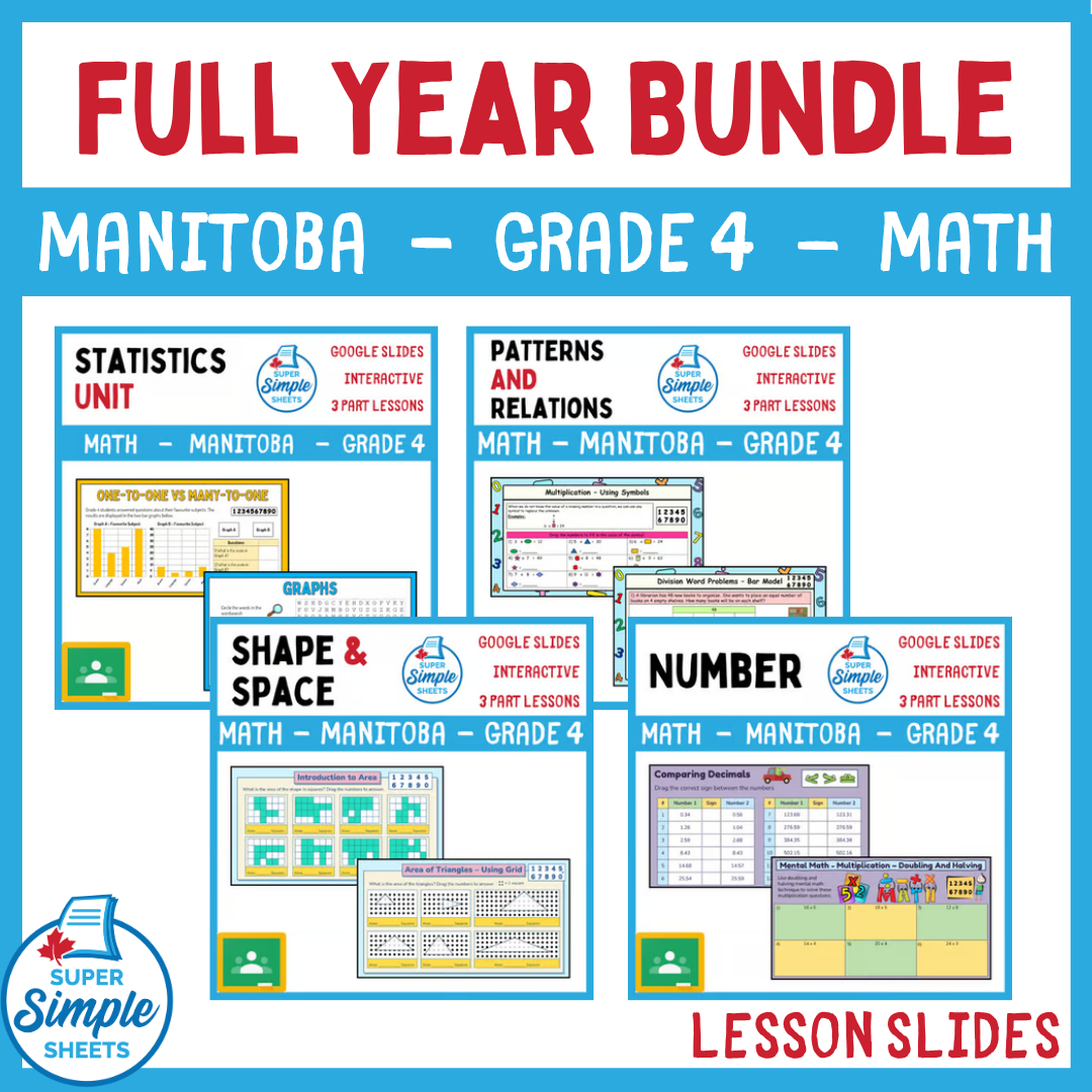 Grade 4 - Manitoba Math - Google Lesson Slides - Full Year Bundle