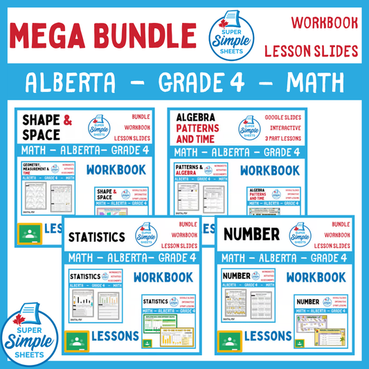 Grade 4 - Alberta Math - Lessons/Workbook Mega Bundle