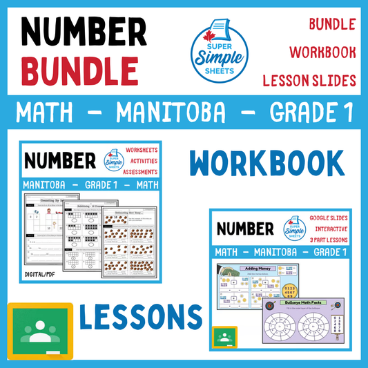 Grade 1 - Number Unit - Manitoba Math - Lesson/Workbook Bundle