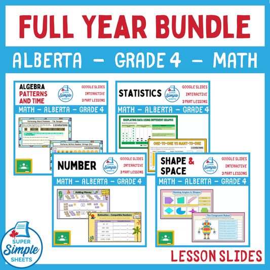 Grade 4 - Alberta Math - Google Lesson Slides - Full Year Bundle