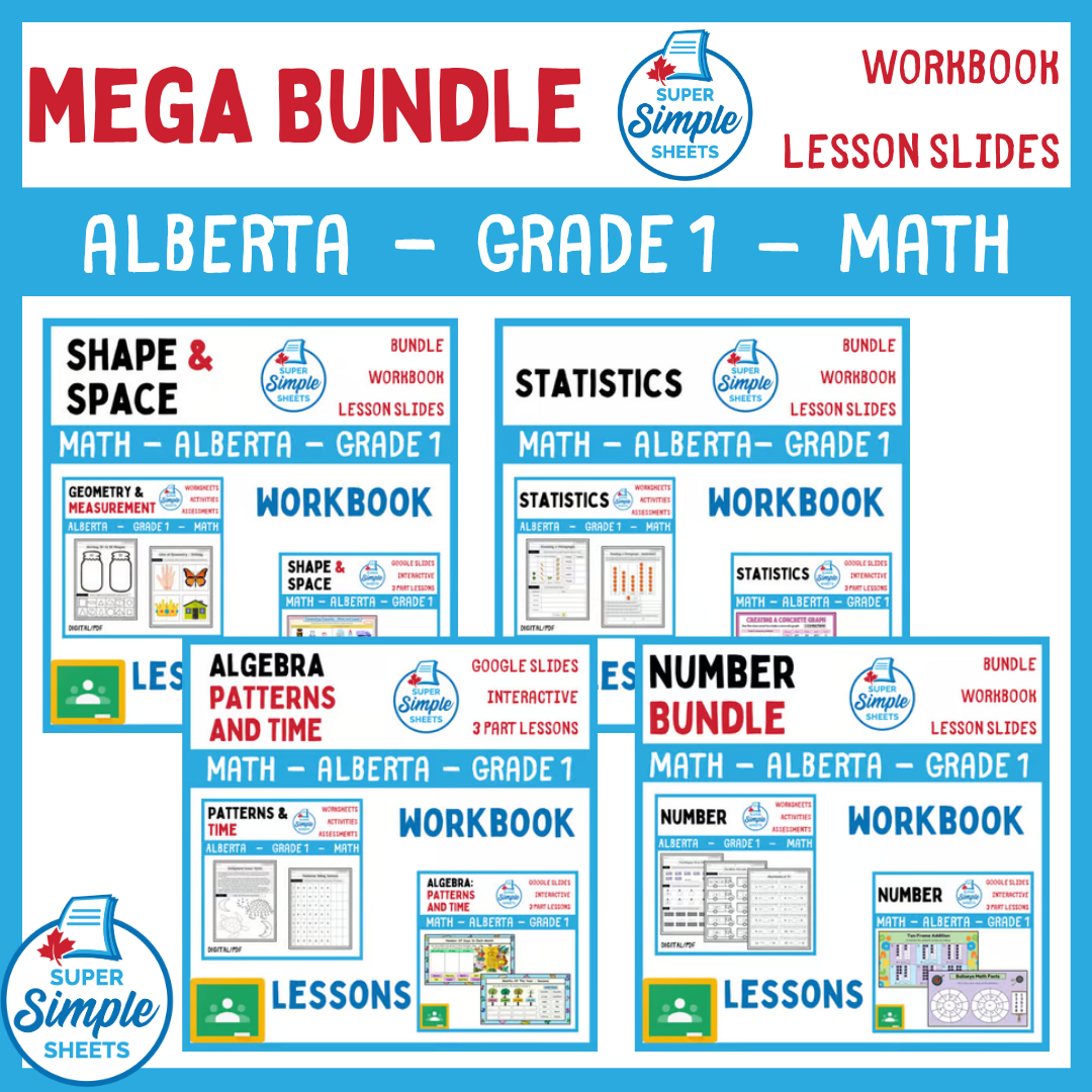 Grade 1 - Alberta Math - Lessons/Workbook Mega Bundle
