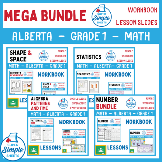 Grade 1 - Alberta Math - Lessons/Workbook Mega Bundle