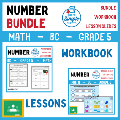 Grade 5 - Number Unit - BC Math - Lesson/Workbook Bundle