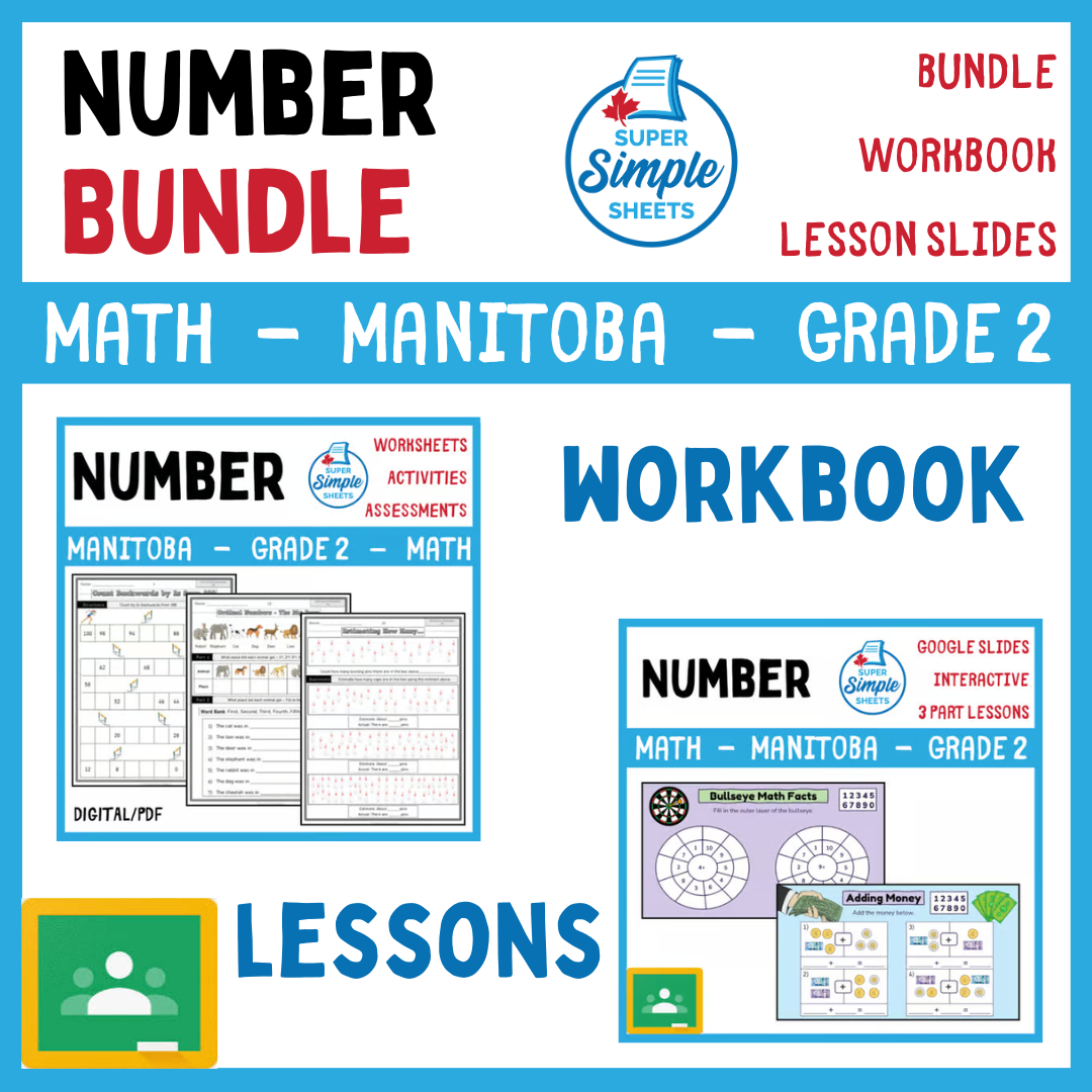 Grade 2 - Number Unit - Manitoba Math - Lesson/Workbook Bundle