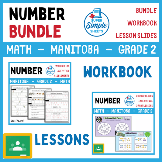 Grade 2 - Number Unit - Manitoba Math - Lesson/Workbook Bundle
