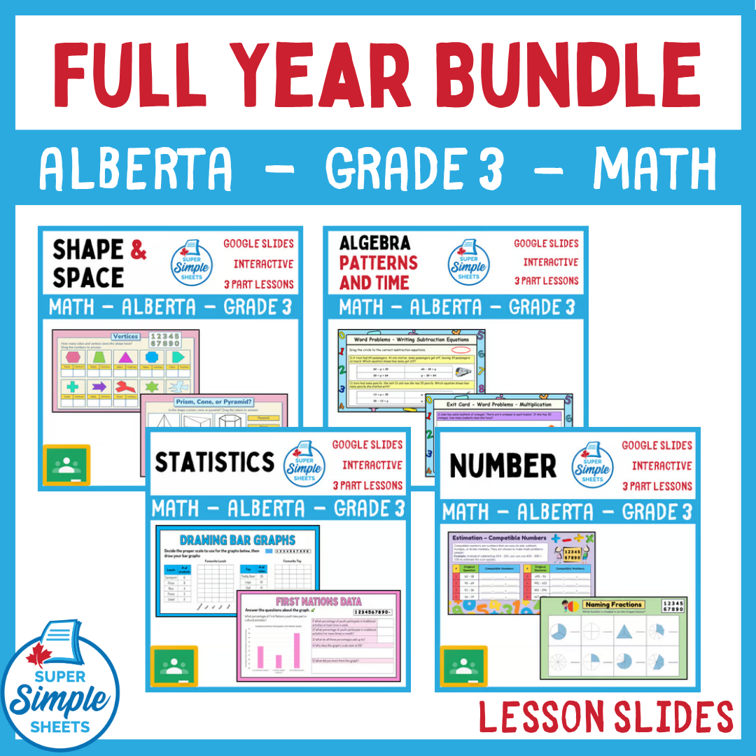 Grade 3 - Alberta Math - Google Lesson Slides - Full Year Bundle