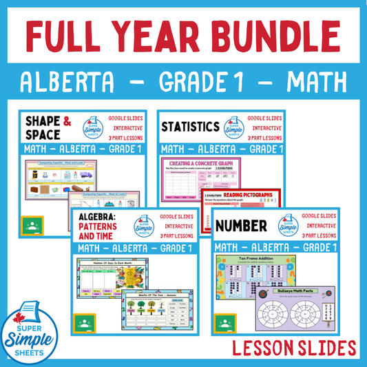 Grade 1 - Alberta Math - Google Lesson Slides - Full Year Bundle