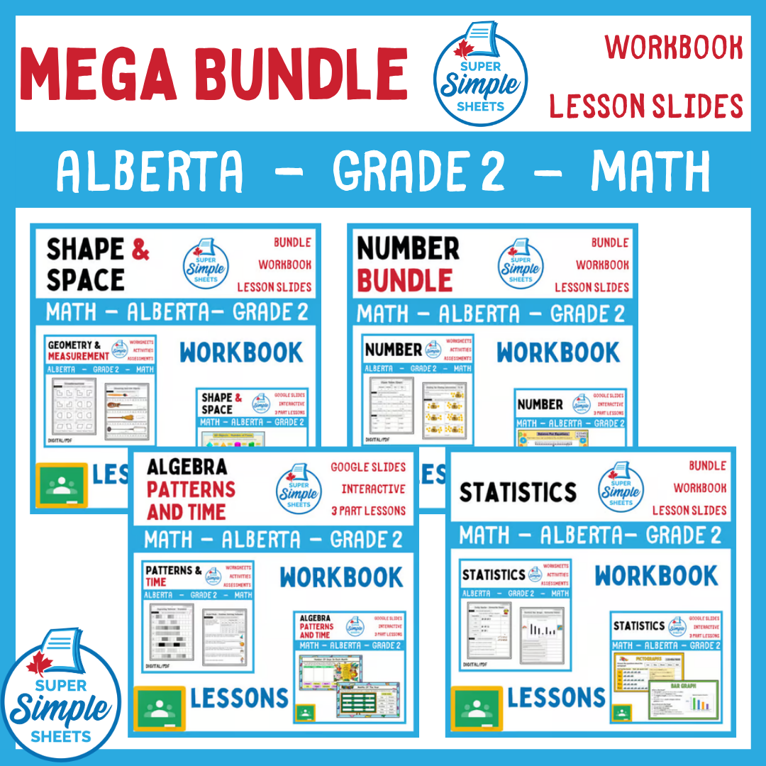 Grade 2 - Alberta Math - Lessons/Workbook Mega Bundle