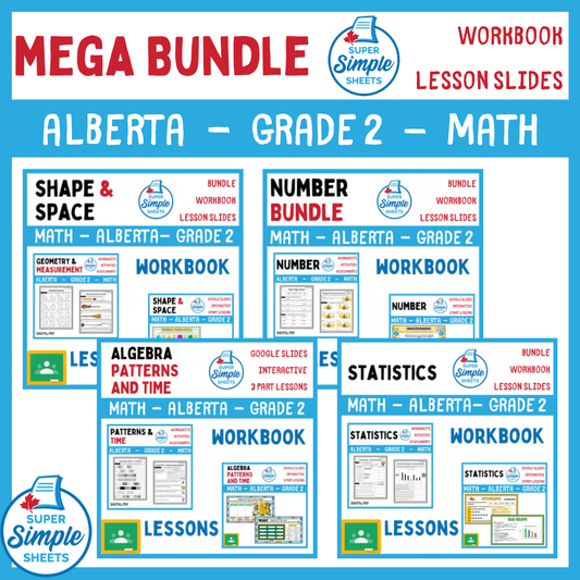 Grade 2 - Alberta Math - Lessons/Workbook Mega Bundle