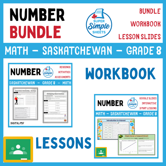 Grade 8 - Number Unit - Saskatchewan Math - Lesson/Workbook Bundle