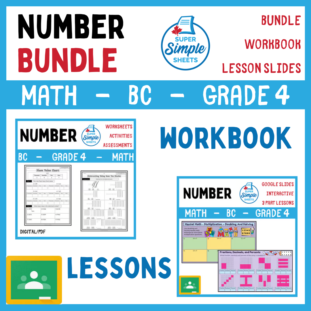Grade 4 - Number Unit - BC Math - Lesson/Workbook Bundle