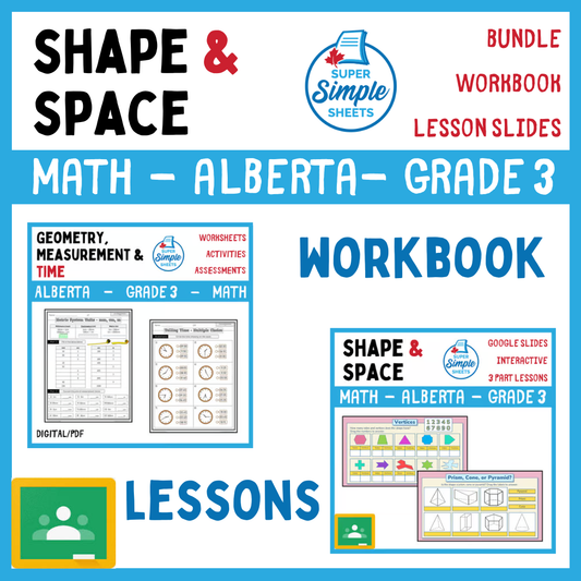 Grade 3 - Shape and Space Unit - Alberta Math - Lesson/Workbook Bundle